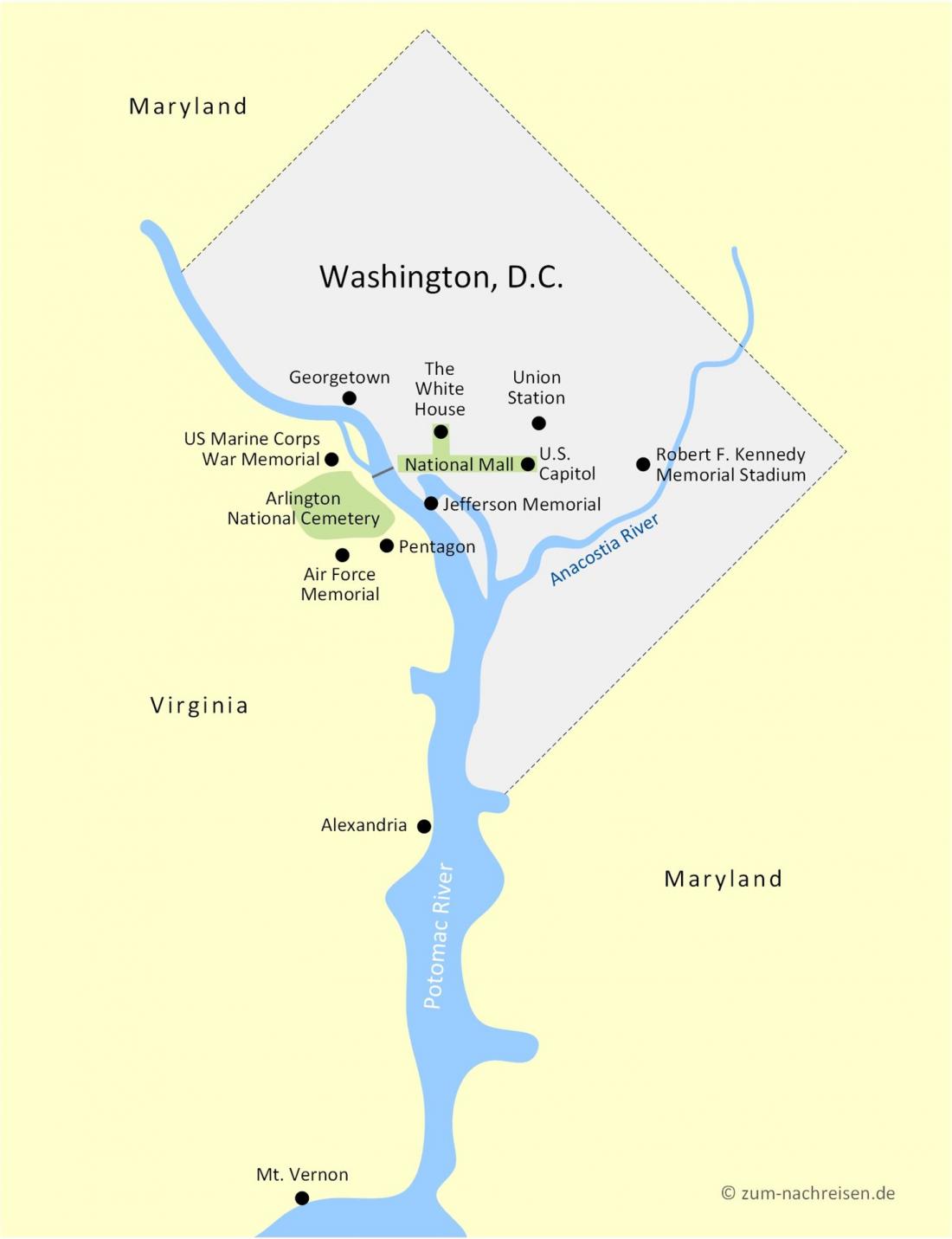 Der Großraum von Washington DC